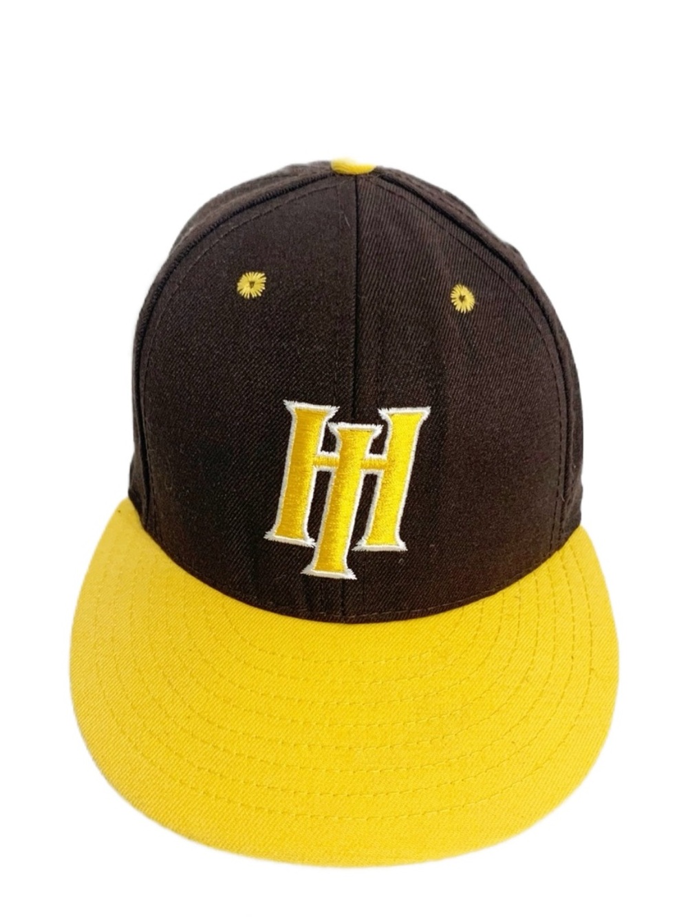 Calhead HI Bombers Six Panel Baseball Cap Size 7 1/4 🟫🟨 Brown Gold Embroidered